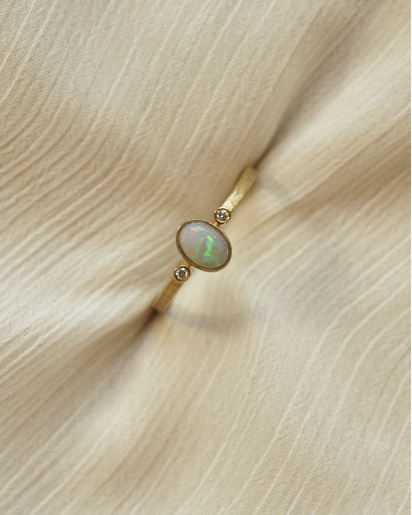 Opal Ring mit Brillanten - Gold Ring mit Stein - Gelbgold 585