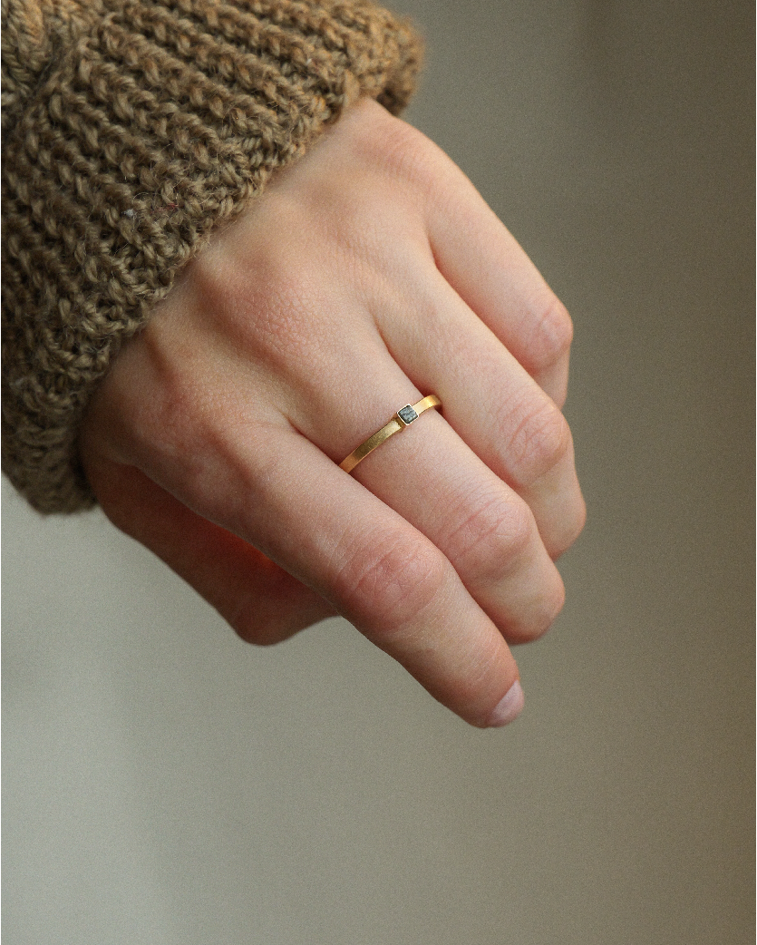 Rohdiamant Ring - Gold Ring mit Stein - Roségold 750